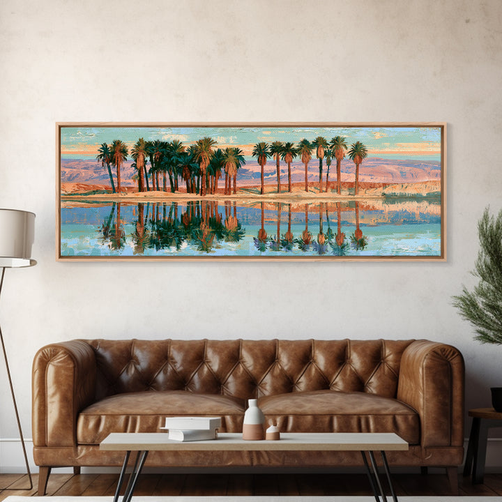 Palm Oasis Reflected Canvas Print, Desert Art, Home Decor, Southwestern Decor, Desert, Printable Art, Living Room Decor, DES-3x1-31