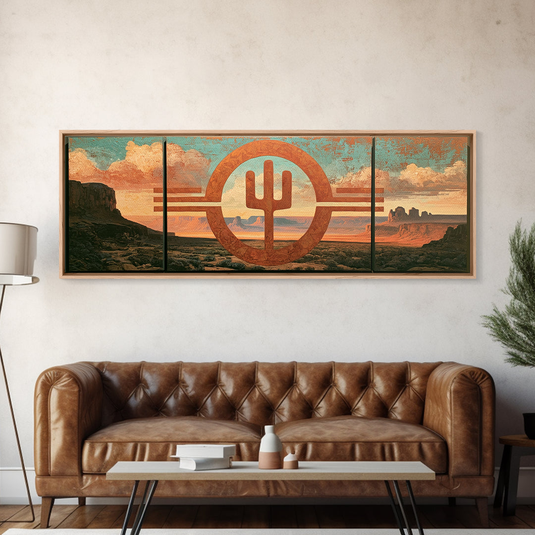 Ancient Desert Petroglyph Design Framed Canvas Print, Desert Art, Nature Wall Art, Southwestern Decor, Fine Art, Desert, DES-3x1-37