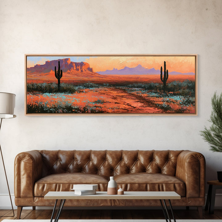 Desert Wildflowers After Spring Rain Framed Canvas Print, Desert Art, Fine Art Print, Southwestern Decor, Watercolor Art, DES-3x1-44