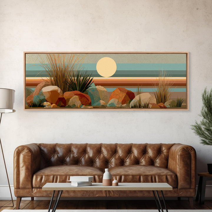 Minimal Beige Sun Canvas Print, Desert Art, Minimalist Decor, Southwestern Decor, Fine Art, Desert, Boho, Original Art, DES-3x1-62
