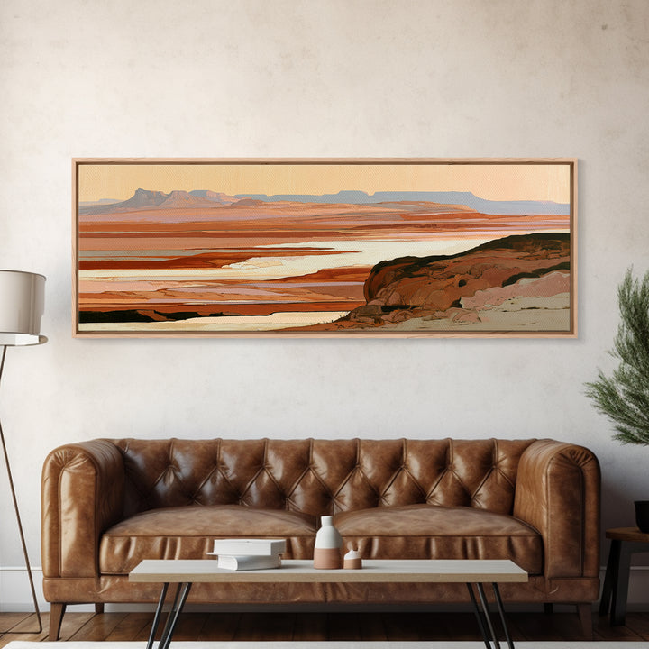 Abstract Mesa Landscape Framed Canvas Print, Desert Art, Abstract Wall Art, Southwestern Decor, Desert, Digital Download Art, DES-3x1-67