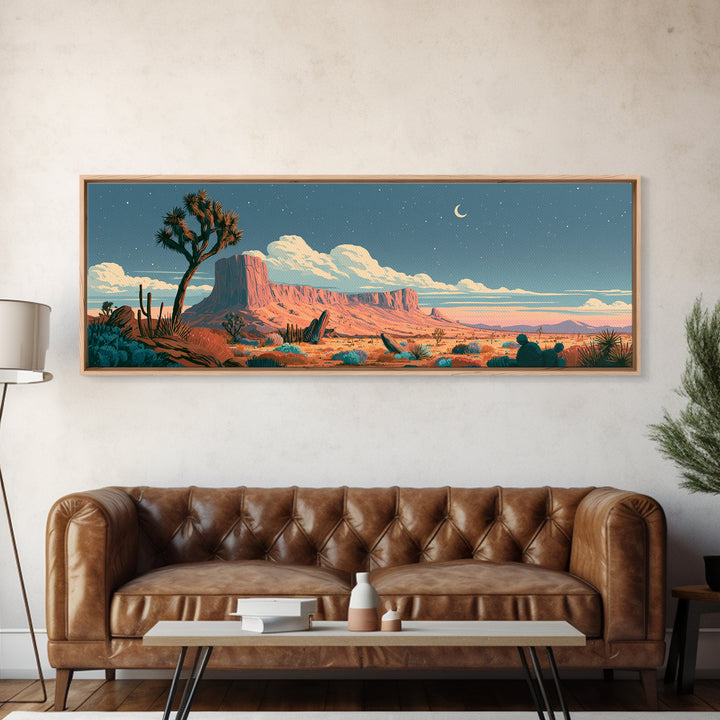 Joshua Tree under Star Filled Night Canvas Print, Desert Art, Printable Wall Art, Southwestern Decor, Fine Art, Desert, DES-3x1-70