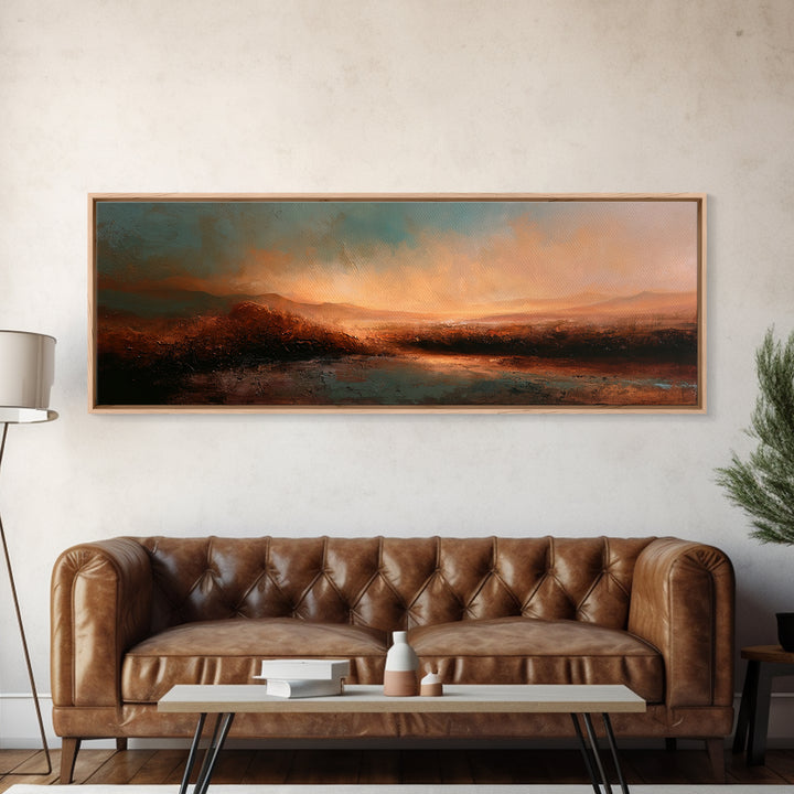 Abstract Heatwave Horizon Framed Canvas Print, Desert Art, Fine Art Print, Southwestern Decor, Oil Painting, Desert, DES-3x1-77