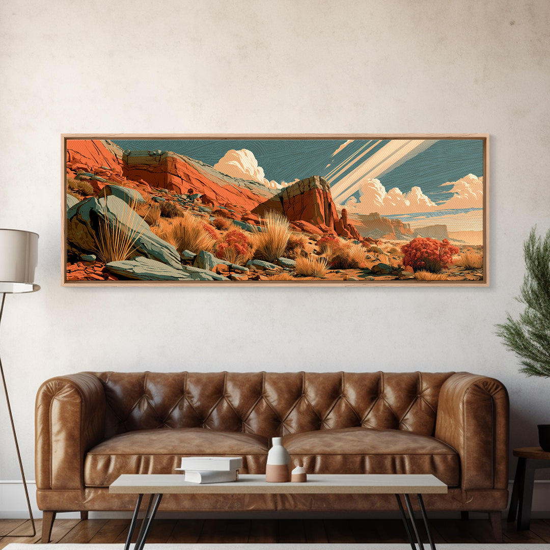Sandstone Canyon with Dramatic Light Beam Canvas Print, Desert Art, Printable Wall Art, Southwestern Decor, Fine Art, Desert, DES-3x1-80