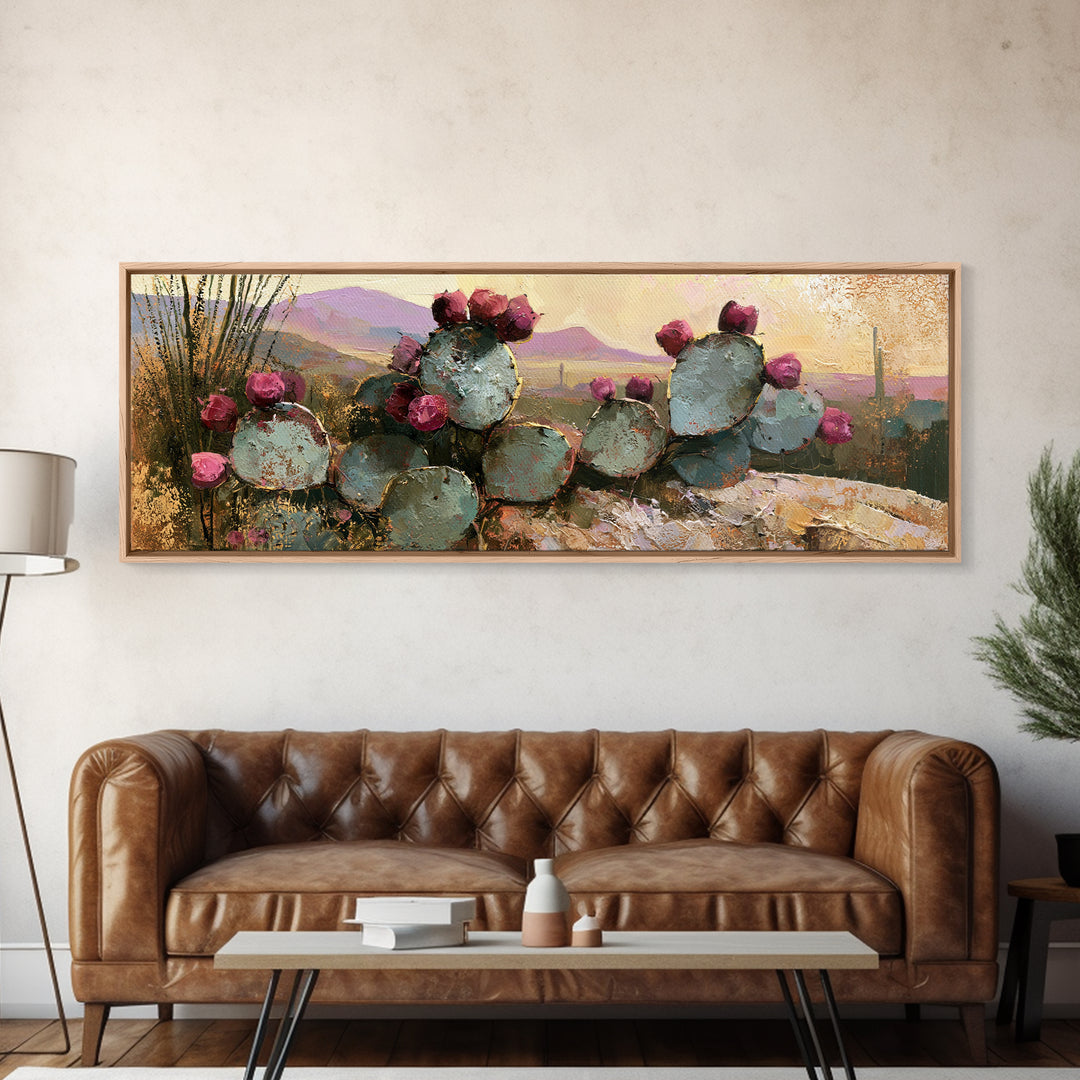 Prickly Pear Cactus Canvas Print, Desert Art, Printable Art, Southwestern Decor, Fine Art, Desert, Colorful Wall Art, DES-3x1-83