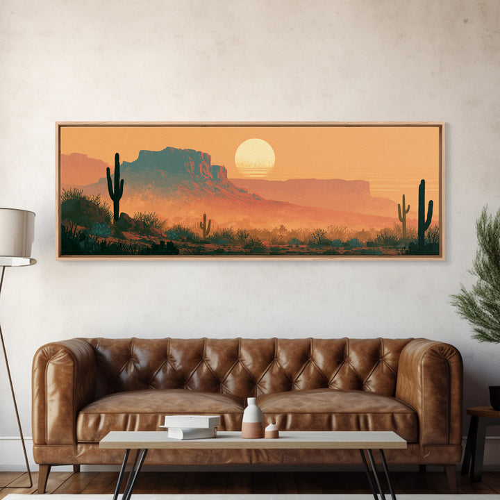 Minimal Beige Sun Canvas Print, Desert Art, Bedroom Wall Art, Southwestern Decor, Watercolor Art, Desert, Fine Art Print, DES-3x1-86