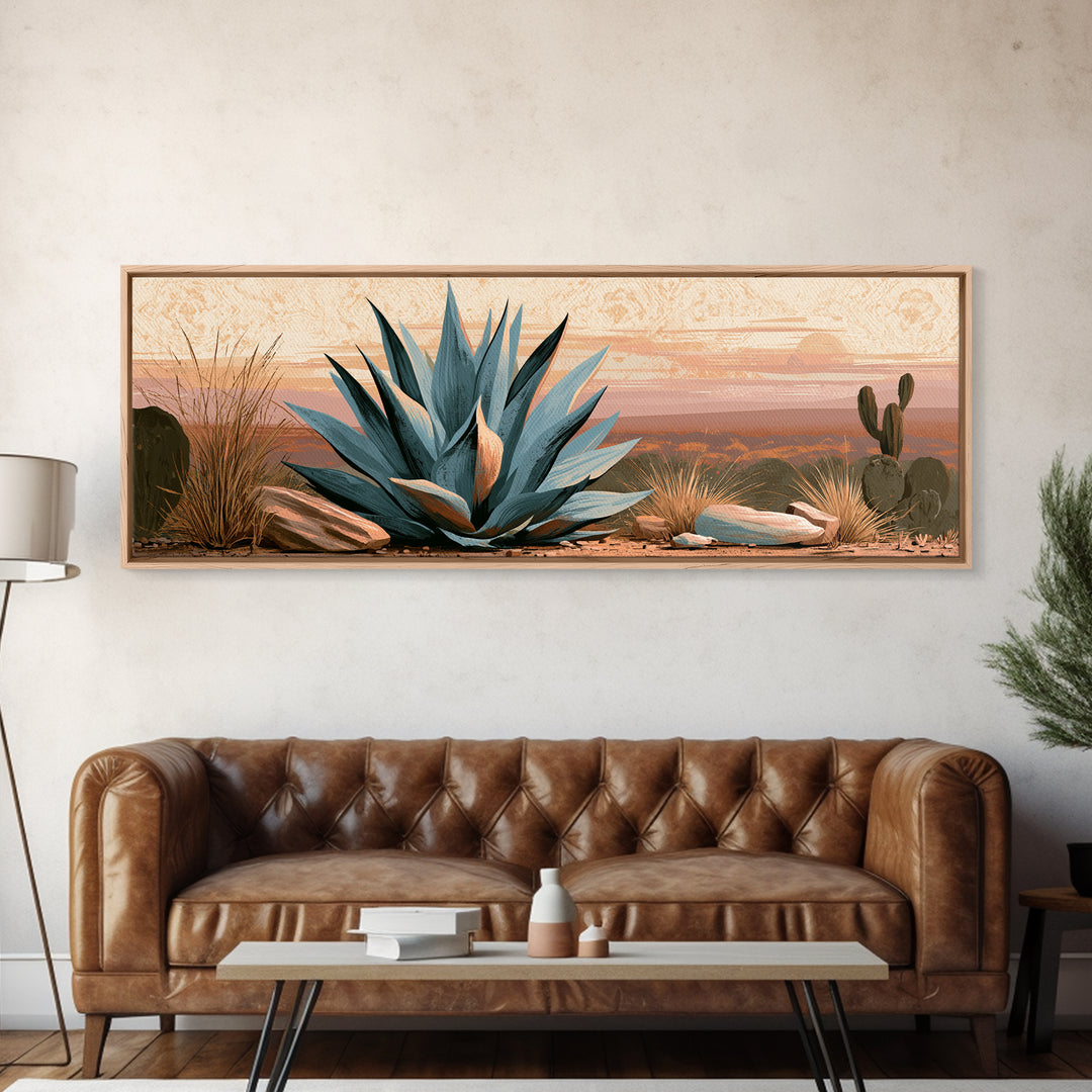 Agave Plant Closeup Canvas Print, Desert Art, Wall Decor, Southwestern Decor, Desert, Living Room Decor, Abstract Wall Art, DES-3x1-88