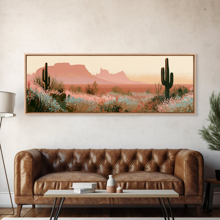 Desert Wildflowers After Spring Rain Canvas Print, Desert Art, Oil Painting, Southwestern Decor, Desert, Bedroom Wall Art, DES-3x1-92