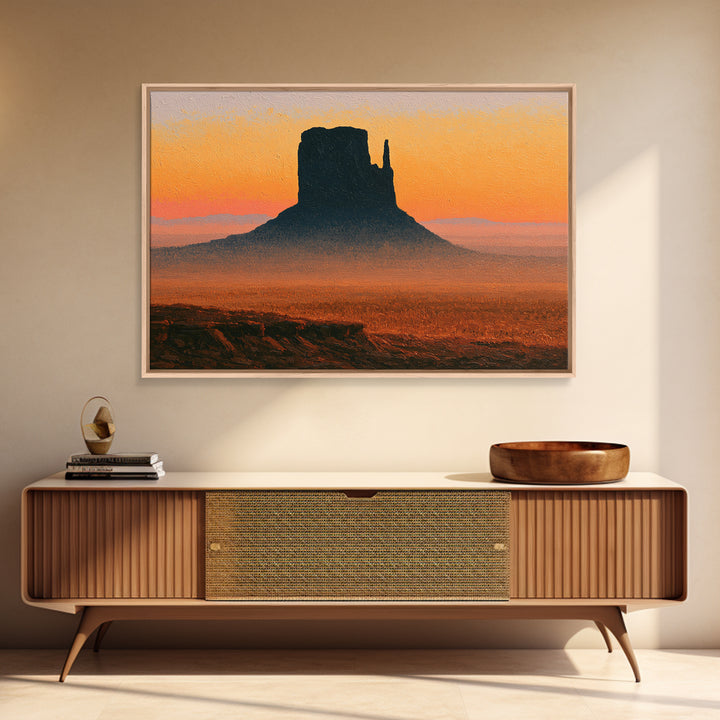 Monument Valley Silhouette Framed Canvas Print, Desert Art, Gallery Decor, Southwestern Decor, Fine Art, Desert, Home Decor, DES-3x2-13