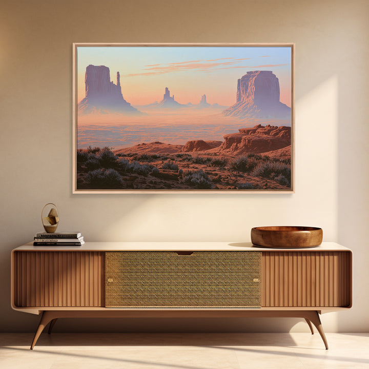 Monument Valley Silhouette Framed Canvas Print, Desert Art, Wall Art, Southwestern Decor, Watercolor Art, Desert, DES-3x2-85