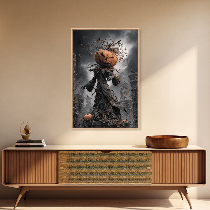 The Jack-O'-Lantern King, Vertical Wall Art, Spooky Home Decor, Canvas Print, Halloween Wall Decor, Gothic Home Decor, Macabre Wall Art