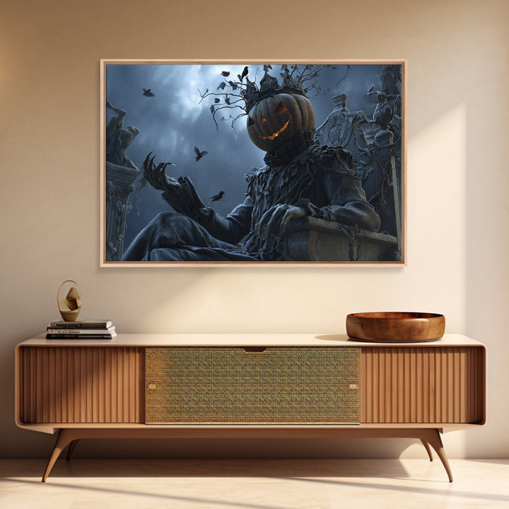 The Jack-O'-Lantern King, Landscape Wall Art, Macabre Wall Art, Framed Canvas Print, Halloween Wall Decor, Gothic Home Decor