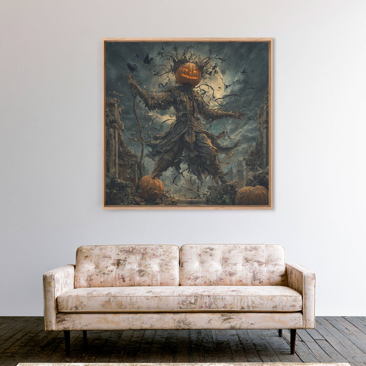 The Jack-O'-Lantern King, Square Wall Art, Spooky Home Decor, Canvas Print, Halloween Wall Decor, Gothic Home Decor, Halloween Wall Art