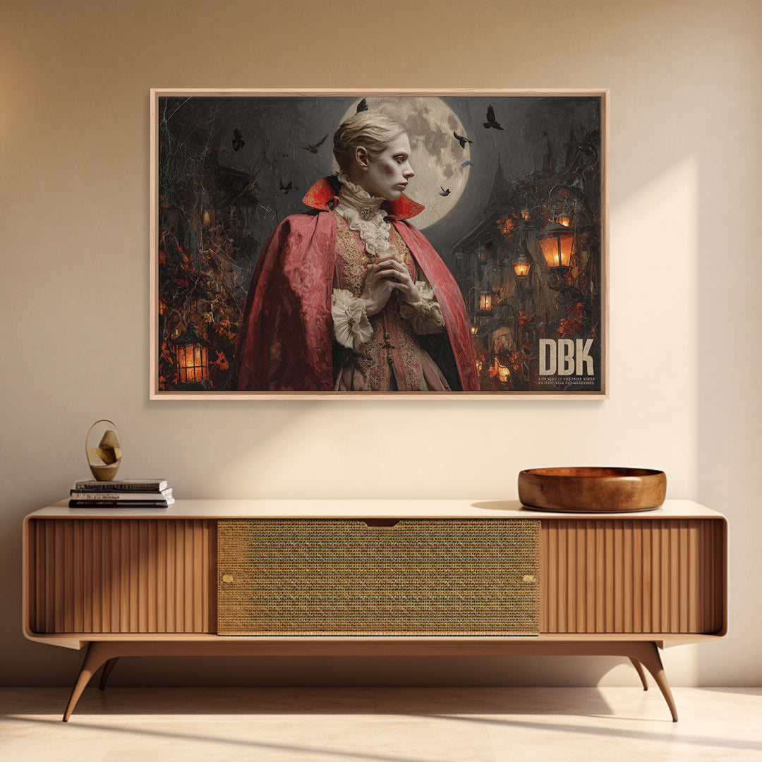 The Crimson Vampire, Landscape Wall Art, Dark Fantasy Wall Art, Canvas Print, Halloween Wall Decor, Gothic Home Decor, Seasonal Home Decor