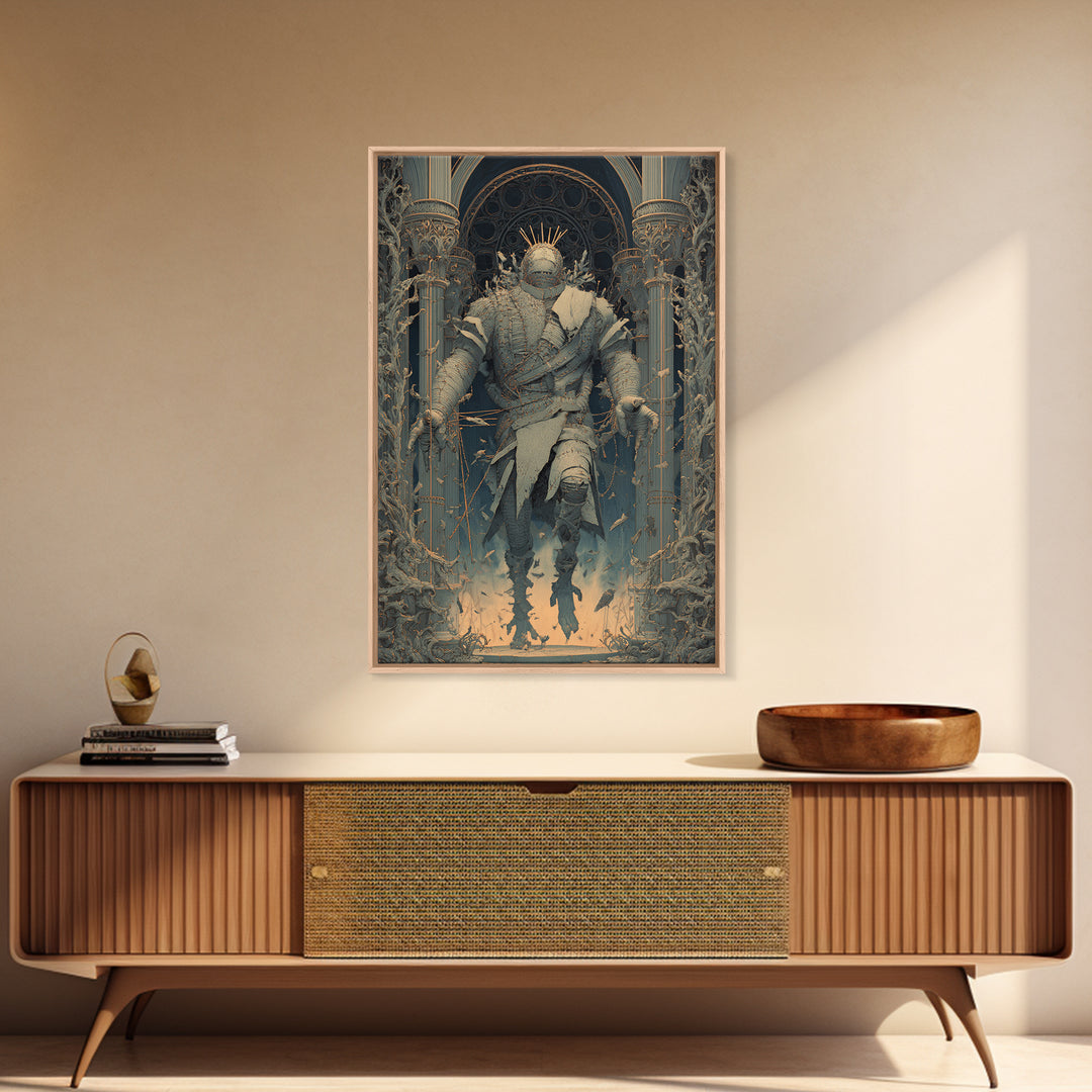 The Stitched Giant, Vertical Wall Art, Gothic Horror Wall Art, Framed Canvas Print, Halloween Wall Decor, Gothic Home Decor