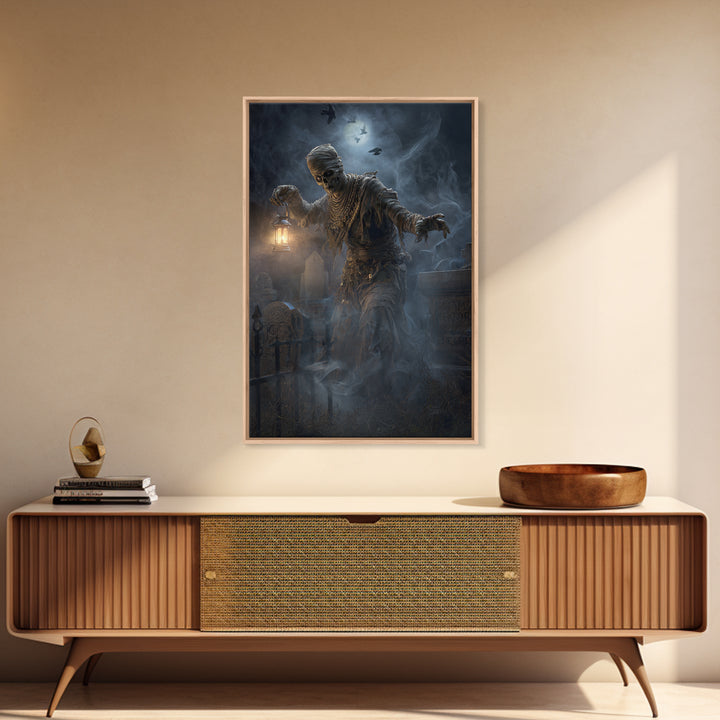 The Mummy Pharaoh, Vertical Wall Art, Haunted Gothic Art, Framed Canvas Print, Halloween Wall Decor, Gothic Home Decor, Statement Wall Art