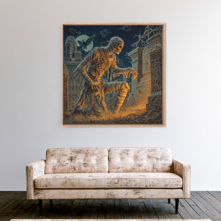 The Mummy Pharaoh, Square Wall Art, Gothic Horror Wall Art, Framed Canvas Print, Halloween Wall Decor, Gothic Home Decor, Macabre Wall Art
