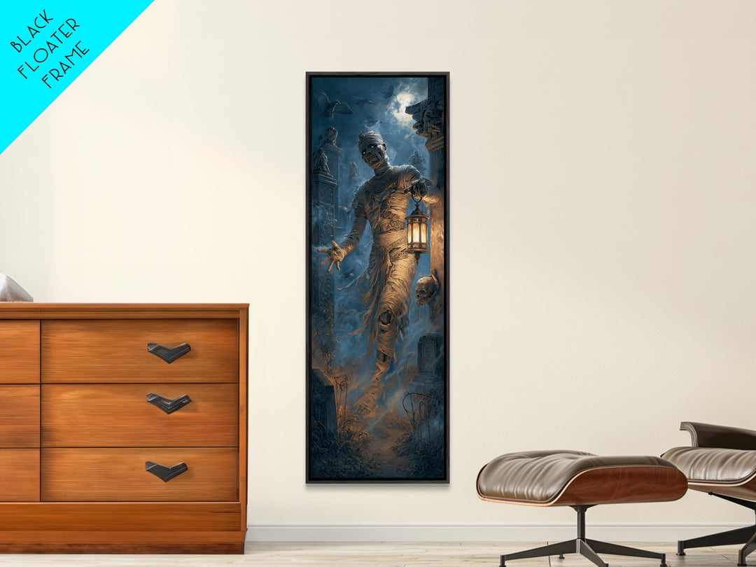The Mummy Pharaoh, Tall Narrow Wall Art, Dark Halloween Decor, Canvas Print, Halloween Wall Decor, Gothic Home Decor, Macabre Wall Art