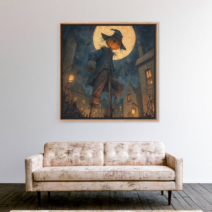 The Living Scarecrow, Square Wall Art, Dark Halloween Decor, Canvas Print, Halloween Wall Decor, Gothic Home Decor, Dark Fantasy Art