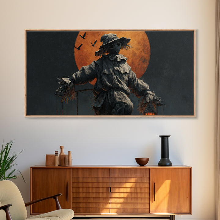 The Living Scarecrow, Wide Panoramic Art, Dark Fantasy Wall Art, Canvas Print, Halloween Wall Decor, Gothic Home Decor, Statement Wall Art