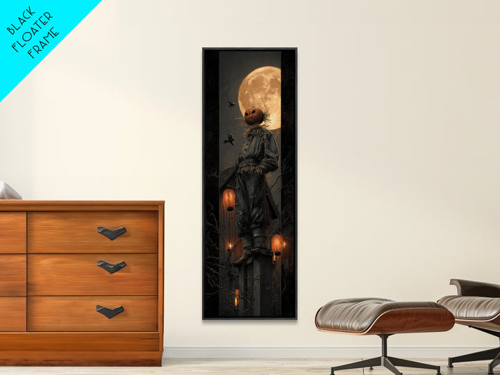 The Living Scarecrow, Tall Narrow Wall Art, Macabre Wall Art, Framed Canvas Print, Halloween Wall Decor, Gothic Home Decor