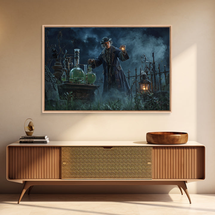 The Mad Alchemist, Landscape Wall Art, Macabre Wall Art, Framed Canvas Print, Halloween Wall Decor, Gothic Home Decor, Halloween Decor