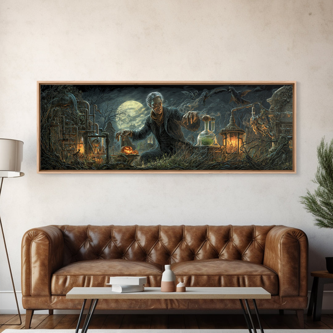 The Mad Alchemist, Extra Wide Wall Art, Dark Fantasy Wall Art, Canvas Print, Halloween Wall Decor, Gothic Home Decor, Halloween Decor