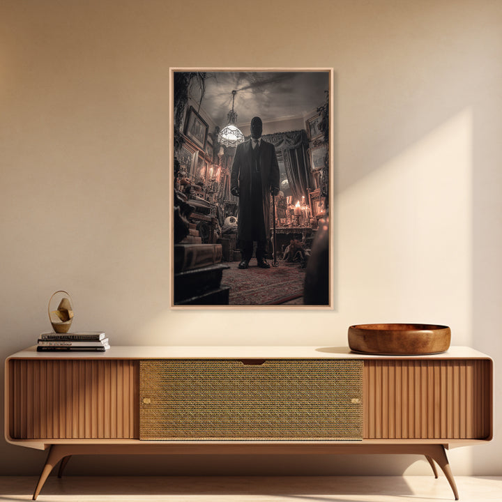 The Sinister Undertaker, Vertical Wall Art, Haunted Gothic Art, Framed Canvas Print, Halloween Wall Decor, Gothic Home Decor