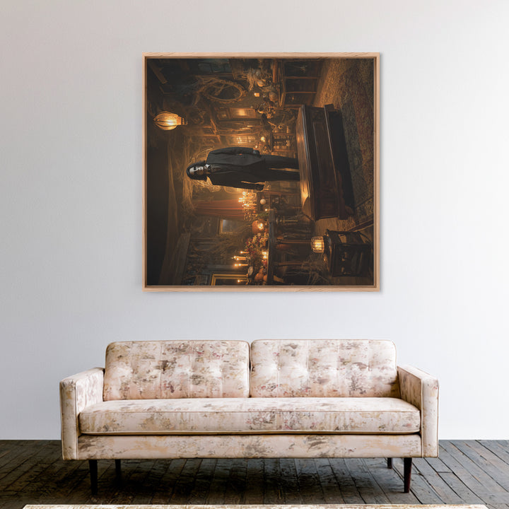 The Sinister Undertaker, Square Wall Art, Haunted Gothic Art, Framed Canvas Print, Halloween Wall Decor, Gothic Home Decor, Horror Wall Art