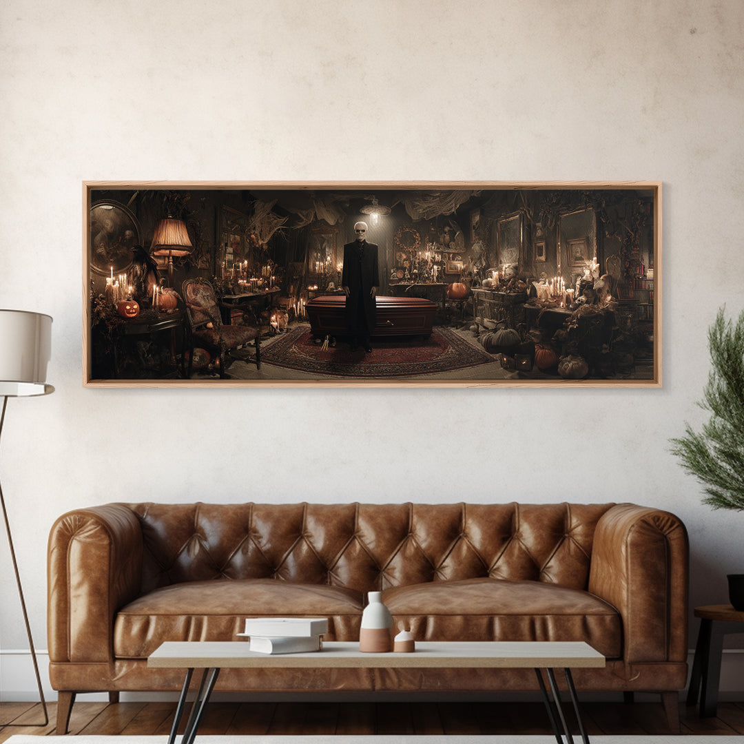 The Sinister Undertaker, Extra Wide Wall Art, Dark Halloween Decor, Canvas Print, Halloween Wall Decor, Gothic Home Decor, Horror Wall Art