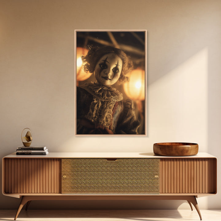The Haunted Porcelain Doll, Vertical Wall Art, Gothic Horror Wall Art, Framed Canvas Print, Halloween Wall Decor, Gothic Home Decor
