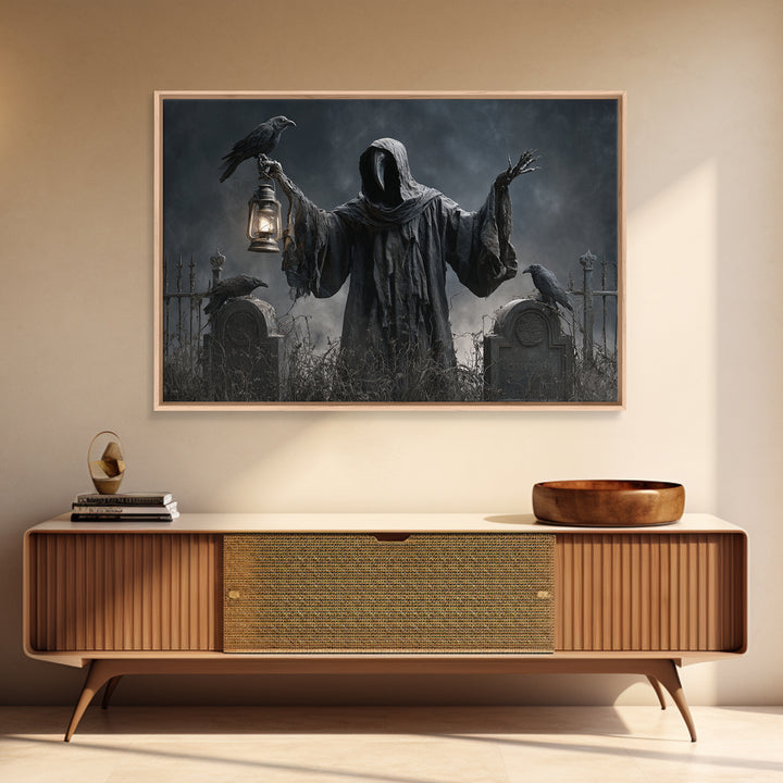 The Raven Keeper, Landscape Wall Art, Macabre Wall Art, Framed Canvas Print, Halloween Wall Decor, Gothic Home Decor, Spooky Wall Decor