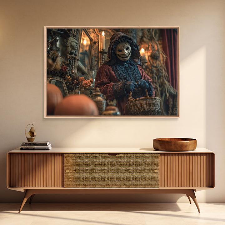 The Masked Candy Collector, Landscape Wall Art, Dark Fantasy Wall Art, Canvas Print, Halloween Wall Decor, Gothic Home Decor