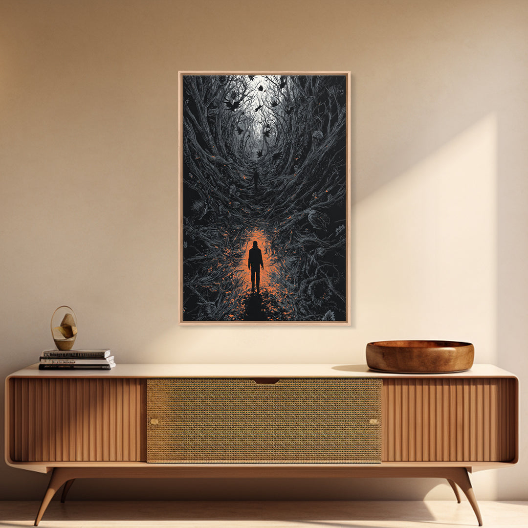 The Shadow Person, Vertical Wall Art, Dark Halloween Decor, Canvas Print, Halloween Wall Decor, Gothic Home Decor, Macabre Wall Art
