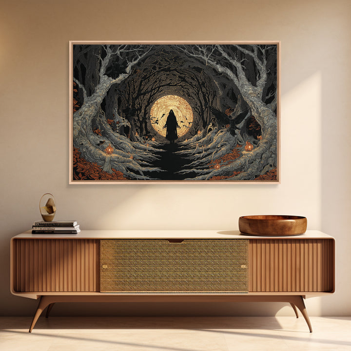 The Shadow Person, Landscape Wall Art, Macabre Wall Art, Framed Canvas Print, Halloween Wall Decor, Gothic Home Decor, Halloween Wall Art