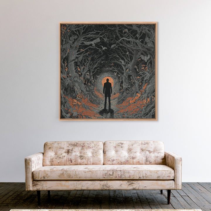 The Shadow Person, Square Wall Art, Dark Halloween Decor, Canvas Print, Halloween Wall Decor, Gothic Home Decor, Horror Wall Art