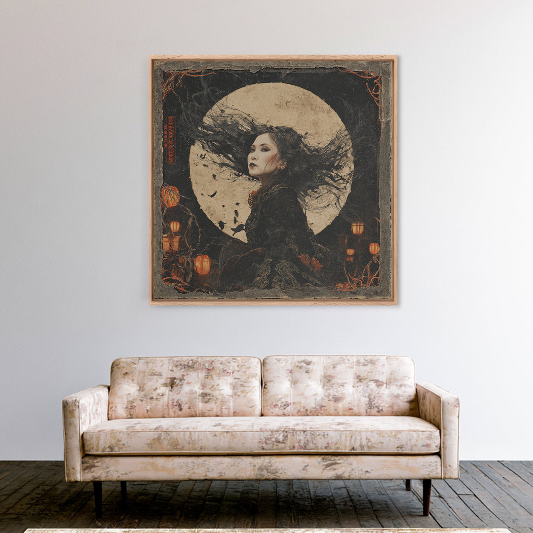 The Banshee Singer, Square Wall Art, Macabre Wall Art, Framed Canvas Print, Halloween Wall Decor, Gothic Home Decor, Horror Wall Art