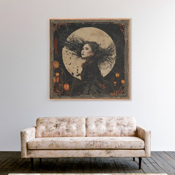 The Banshee Singer, Square Wall Art, Macabre Wall Art, Framed Canvas Print, Halloween Wall Decor, Gothic Home Decor, Horror Wall Art