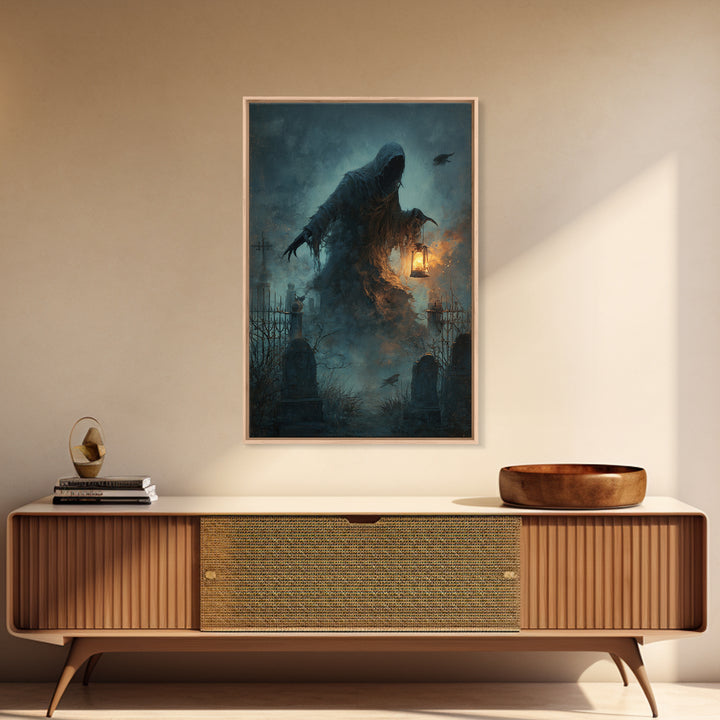 The Tattered Wraith, Vertical Wall Art, Gothic Horror Wall Art, Framed Canvas Print, Halloween Wall Decor, Gothic Home Decor