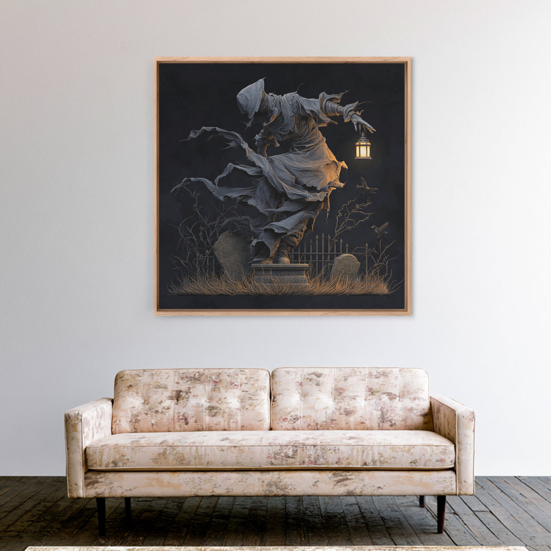The Tattered Wraith, Square Wall Art, Dark Halloween Decor, Canvas Print, Halloween Wall Decor, Gothic Home Decor, Spooky Wall Decor
