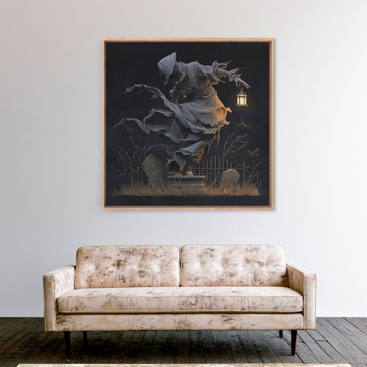 The Tattered Wraith, Square Wall Art, Dark Halloween Decor, Canvas Print, Halloween Wall Decor, Gothic Home Decor, Spooky Wall Decor