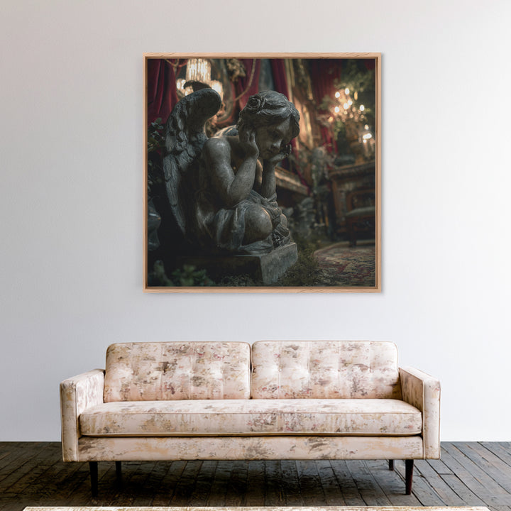 The Weeping Cemetery Angel, Square Wall Art, Dark Halloween Decor, Canvas Print, Halloween Wall Decor, Gothic Home Decor, Macabre Wall Art