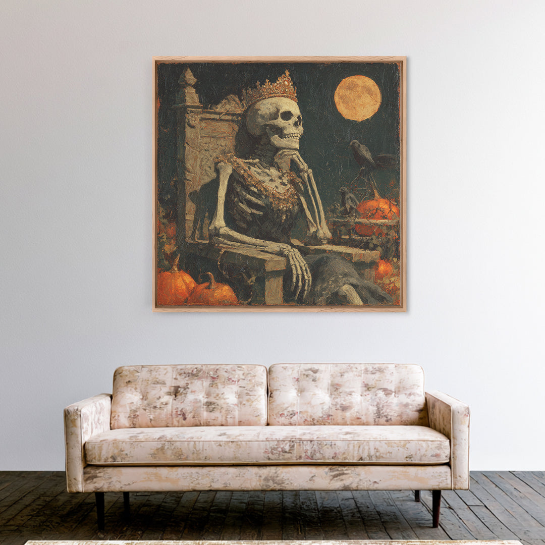 The Bone Queen, Square Wall Art, Haunted Gothic Art, Framed Canvas Print, Halloween Wall Decor, Gothic Home Decor, Spooky Wall Decor