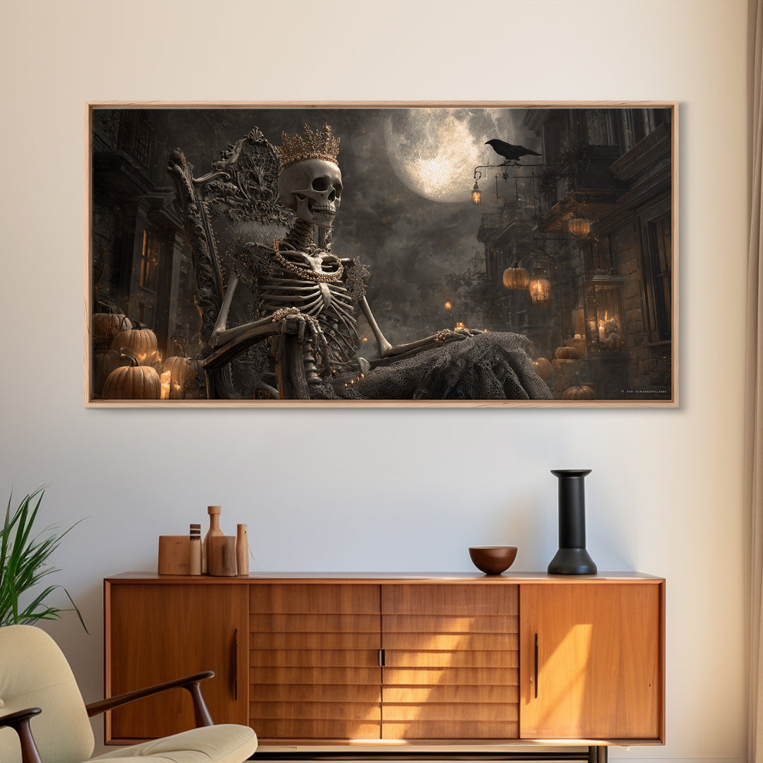 The Bone Queen, Wide Panoramic Art, Dark Halloween Decor, Canvas Print, Halloween Wall Decor, Gothic Home Decor, Collectible Wall Decor