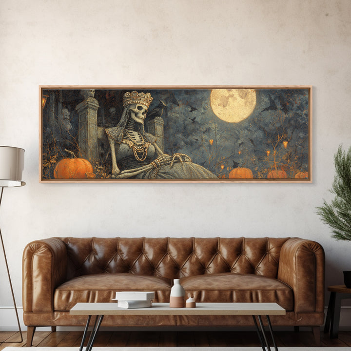 The Bone Queen, Extra Wide Wall Art, Dark Halloween Decor, Canvas Print, Halloween Wall Decor, Gothic Home Decor, Spooky Wall Decor