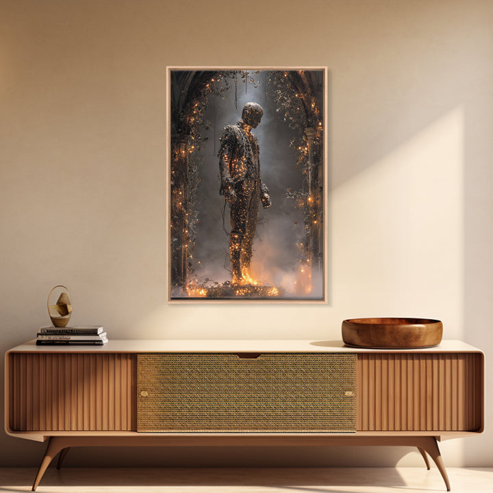 The Candlewax Man, Vertical Wall Art, Gothic Horror Wall Art, Framed Canvas Print, Halloween Wall Decor, Gothic Home Decor