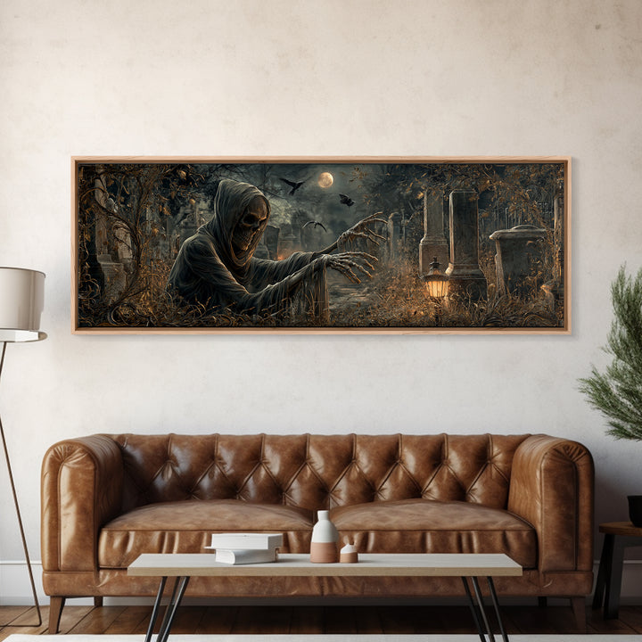 The Mirror Spirit, Extra Wide Wall Art, Dark Halloween Decor, Canvas Print, Halloween Wall Decor, Gothic Home Decor, Dark Fantasy Art