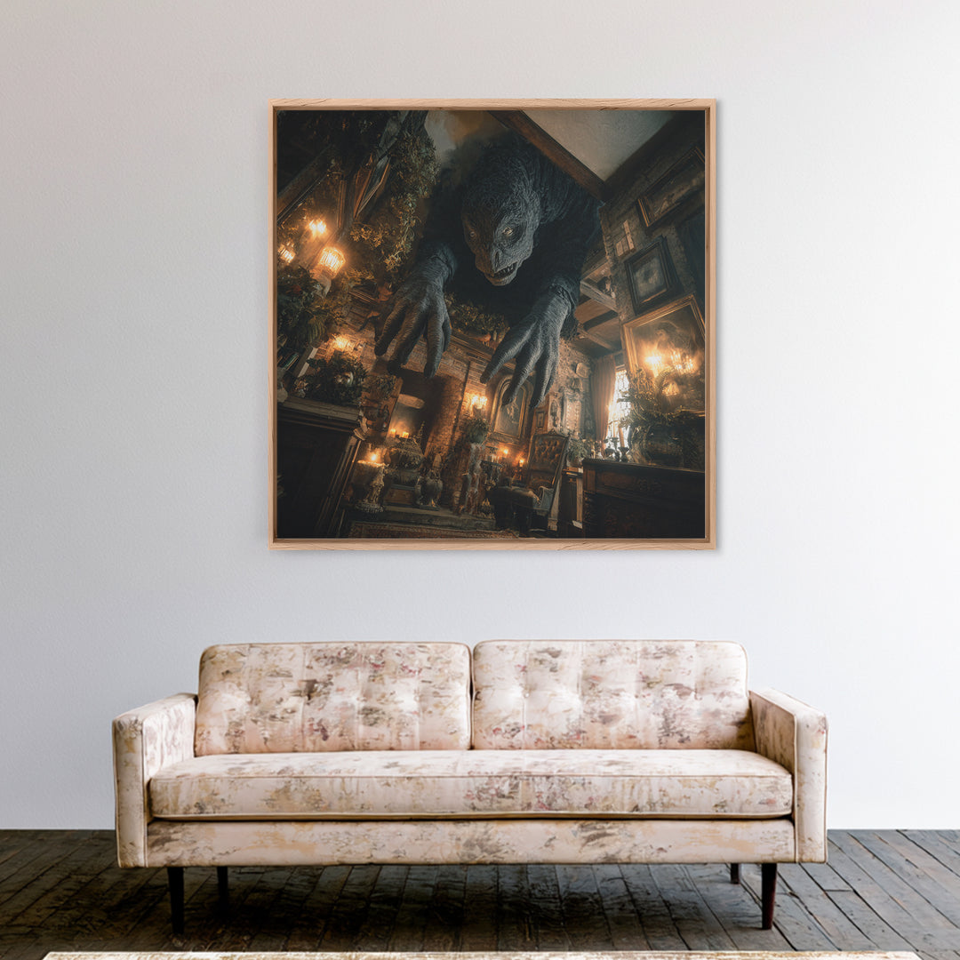 The Chimney Phantom, Square Wall Art, Gothic Horror Wall Art, Framed Canvas Print, Halloween Wall Decor, Gothic Home Decor