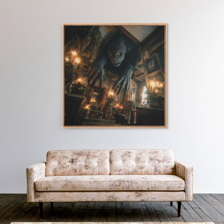 The Chimney Phantom, Square Wall Art, Gothic Horror Wall Art, Framed Canvas Print, Halloween Wall Decor, Gothic Home Decor