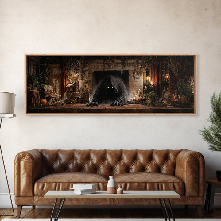 The Chimney Phantom, Extra Wide Wall Art, Dark Halloween Decor, Canvas Print, Halloween Wall Decor, Gothic Home Decor, Spooky Wall Decor